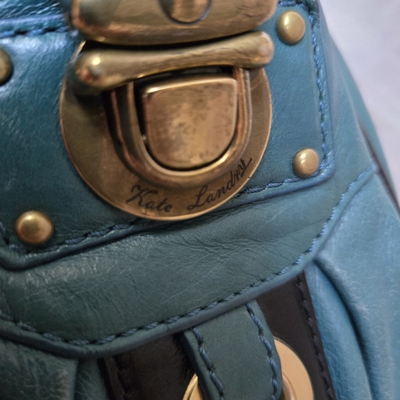 Kate Landry Blue and Gold Satchel with Structured Design - Picture 3 of 10